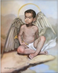 Choose Good Stuff - Boy Angel with Trumpet by Ginger Dean